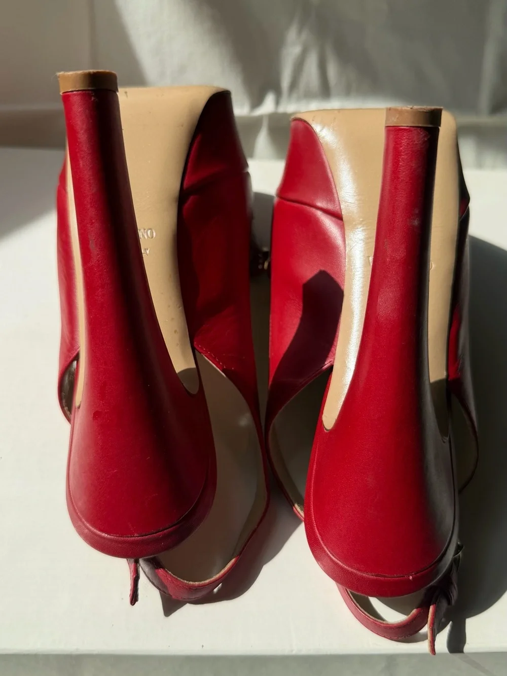 Valentino Garavani Red Bow Stud Slingback Heels
